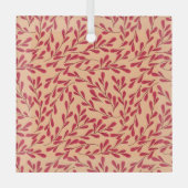  Red Leafy Branches Seamless Pattern ガラスオーナメント (正面)