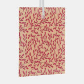  Red Leafy Branches Seamless Pattern ガラスオーナメント (正面右)