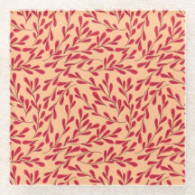  Red Leafy Branches Seamless Pattern