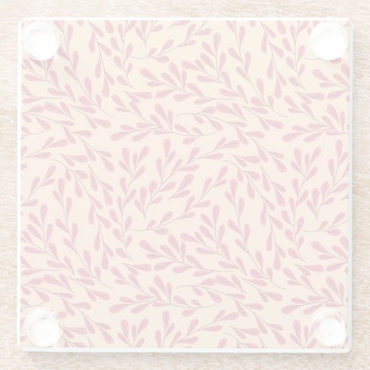  Red Leafy Branches Seamless Pattern ガラスコースター (裏面)