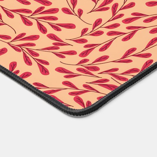 Red Leafy Branches Seamless Pattern デスクマット (コーナー)