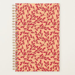  Red Leafy Branches Seamless Pattern プランナー手帳