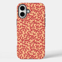  Red Leafy Branches Seamless Pattern