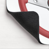 Red leather vintage car steering wheel マウスパッド (コーナー)