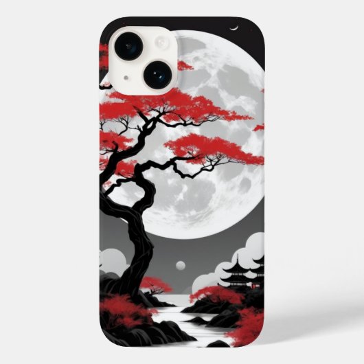 red leaves and full moon Case-Mate iPhoneケース (裏面)