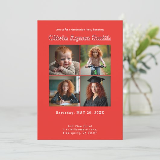 Red Legacy Collage QR Code 招待状 (スタンド正面)