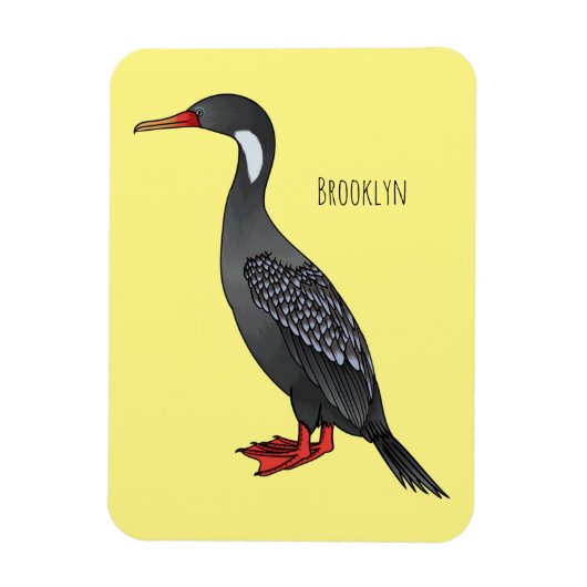 Red-legged cormorant bird cartoon illustration  マグネット (縦)
