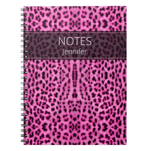 Red Leopardスキンプリントパターン名カスタマイズ ノートブック (正面)