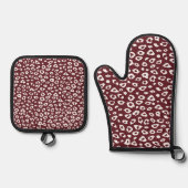Red Leopardプリント 鍋つかみ&鍋敷きセット (正面)