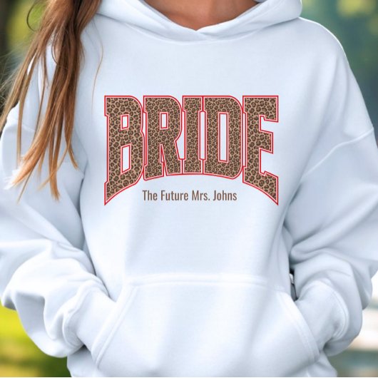 Red + Leopard Print Varsity BRIDE スウェットシャツ