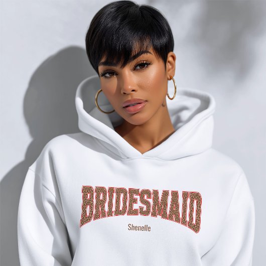 Red + Leopard Print Varsity BRIDESMAID スウェットシャツ