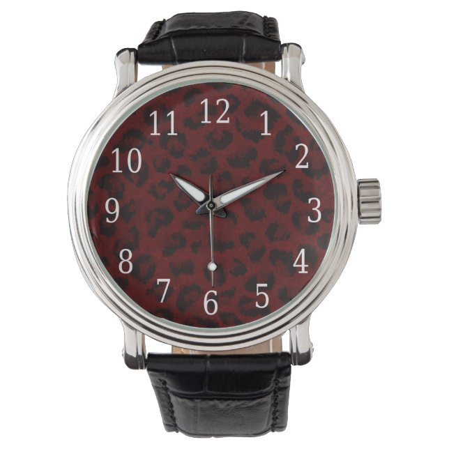 Red Leopard Print Watch 腕時計 (正面)