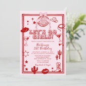 Red Let's Go Girls Birthday Party Invitation 招待状 (スタンド正面)