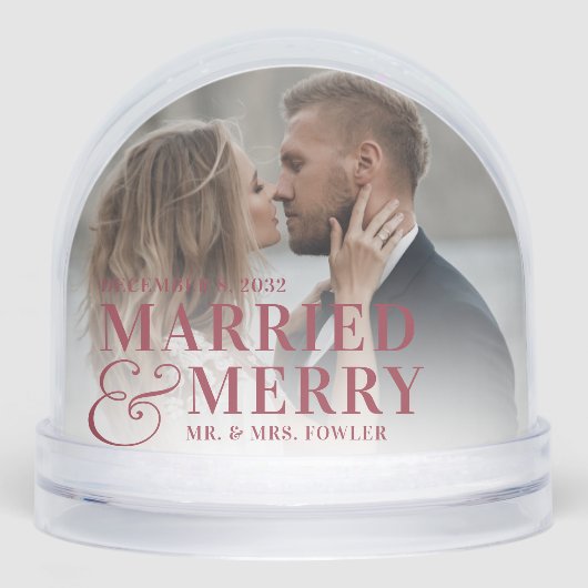 Red Lettering Married & Merry Wedding Photo (正面)