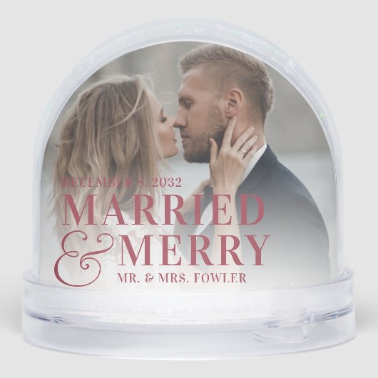 Red Lettering Married & Merry Wedding Photo (裏面)