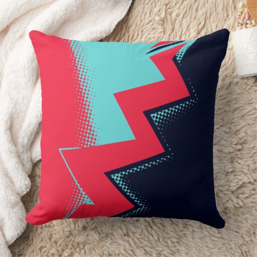 Red lightning Between Light and Dark Blue Areas クッション (ブランケット)