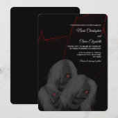 Red Lightning Ghosts Gothic Black Halloween Dark 招待状 (正面/裏面)