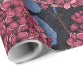 Red lilac on dark blue wrapping paper ラッピングペーパー (ロールコーナー)