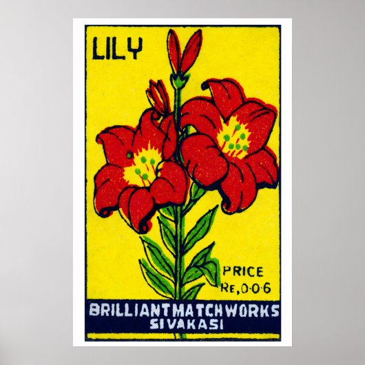 Red Lily Flower - Matchbox Print - Aesthetic Wall ポスター (正面)
