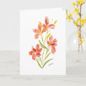 Red Lily Watercolor Floral Greeting Card カード (黄色い花)