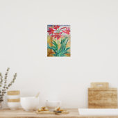Red Lily Watercolor – Floral Wall Art Print ポスター (キッチン)
