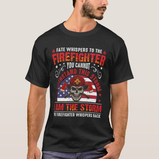 Red Line American Flag  Cool Firefighter Plus Size Tシャツ (正面)