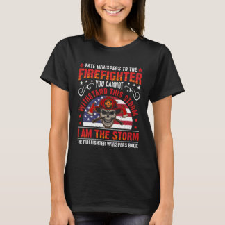 Red Line American Flag  Cool Firefighter Plus Size Tシャツ