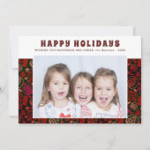 Red Line Art Holiday Family Portrait シーズンカード (正面)