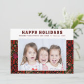 Red Line Art Holiday Family Portrait シーズンカード (スタンド正面)