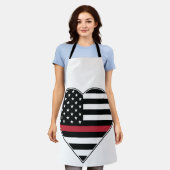 Red Line Flag Heart エプロン (着用した状態)