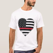 Red Line Flag Heart Tシャツ (正面)