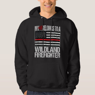 Red Line Flag Shirt My Heart Belongs Wildland Fire パーカ