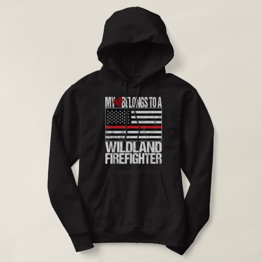 Red Line Flag Shirt My Heart Belongs Wildland Fire パーカ (デザイン正面)