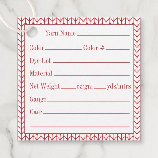 RED LINE KNIT BIZ ID 2" スクエアヤーンテグ フェイバータグ (正面)