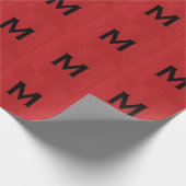 Red Linen Texture Photo with Monogram ラッピングペーパー (角)