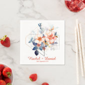 Red Lines&Flowers: Wedding Napkins スタンダードカクテルナプキン (インサイチュ)
