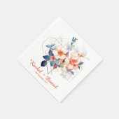 Red Lines&Flowers: Wedding Napkins スタンダードカクテルナプキン (角)