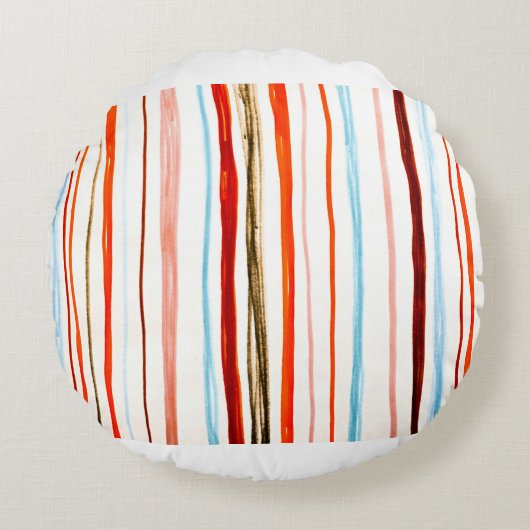 Red Lines Pattern. Horizontal Stroke Illustration. ラウンドクッション (正面)