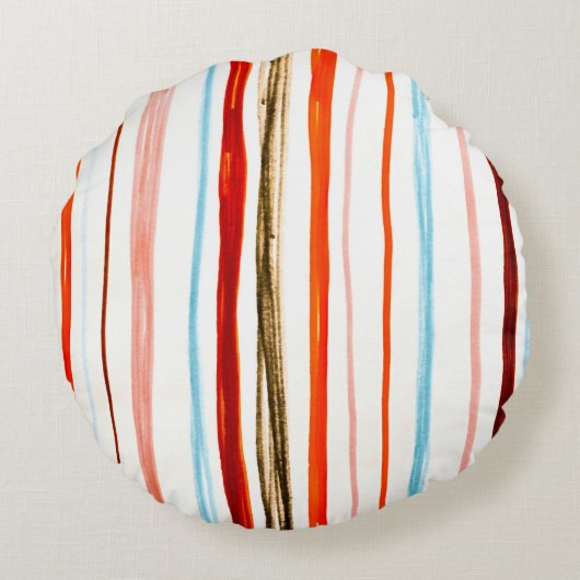 Red Lines Pattern. Horizontal Stroke Illustration. ラウンドクッション (裏面)