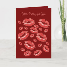 Red Lip Print Flirtatious Fun カード