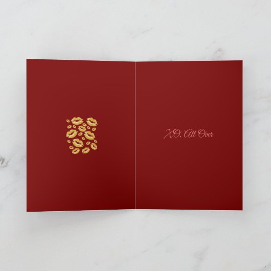 Red Lip Print Flirtatious Fun カード (内部)