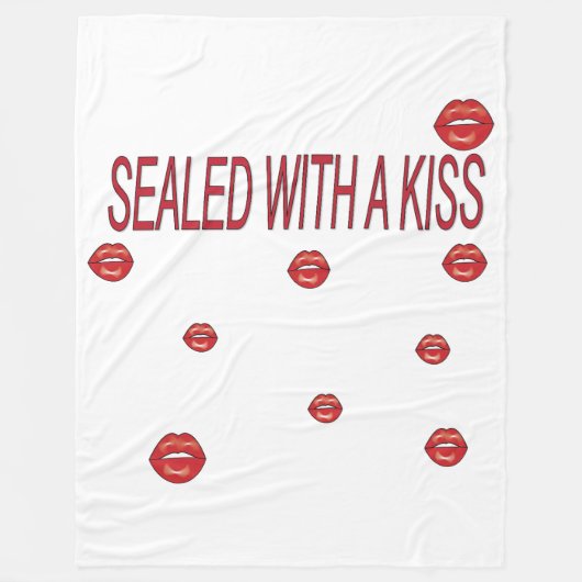 red lips フリースブランケット (正面)