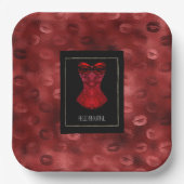 Red Lips Corset Bridal Shower ペーパープレート (正面)