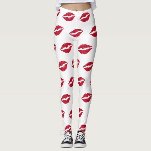 Red Lips Kiss Leggings レギンス (正面)