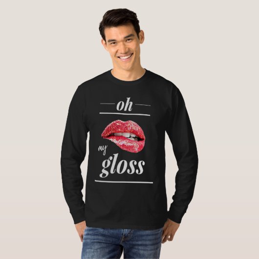 Red lips lipgloss oh my gloss tシャツ (正面フル)