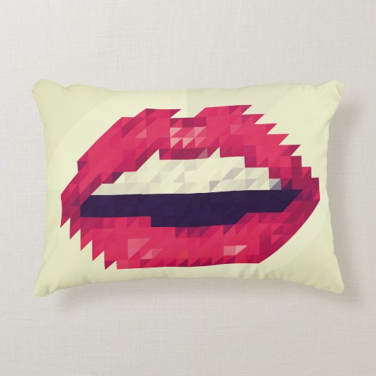 Red lips made of small triangles, pixelshipster,pi アクセントクッション (正面)