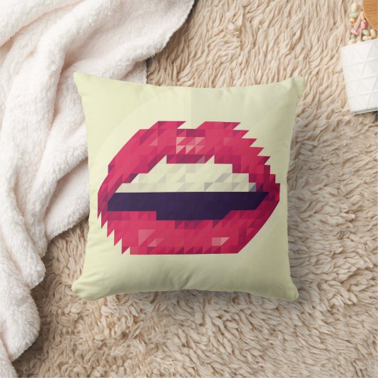 Red lips made of small triangles, pixelshipster,pi クッション (ブランケット)