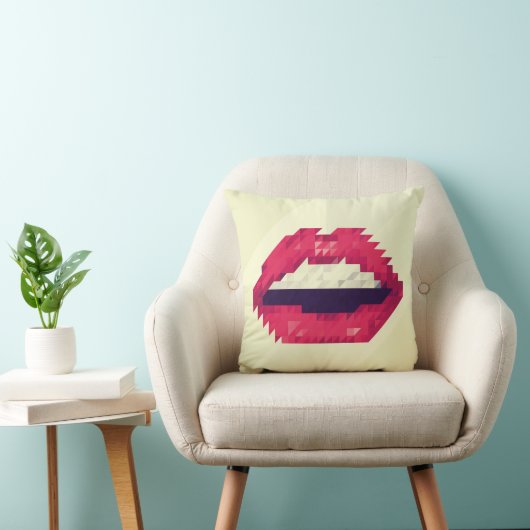 Red lips made of small triangles, pixelshipster,pi クッション (椅子)