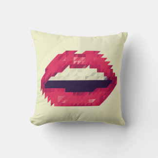 Red lips made of small triangles, pixelshipster,pi クッション