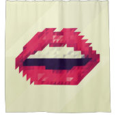 Red lips made of small triangles, pixelshipster,pi シャワーカーテン (正面)
